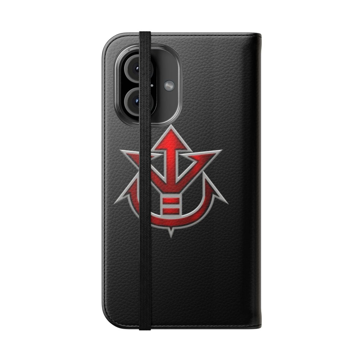 Anime inspired flip phone case with royal crest or symbol design - Folded Front