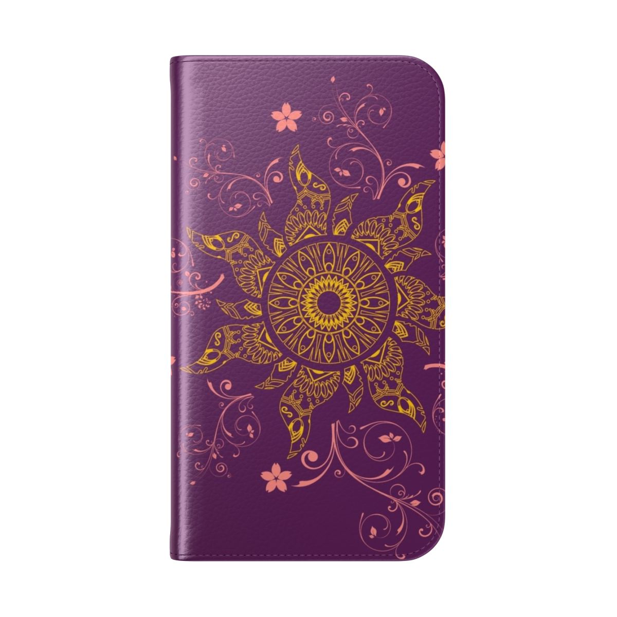 Mandala gold flower phone case with disney-style floral design - Folded Back