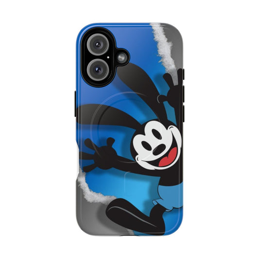 Magnetic tough phone case featuring Oswald tear paper art design