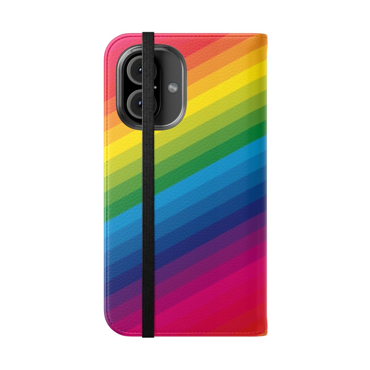 Colorful rainbow-themed phone case with a flip cover design - Folded Front