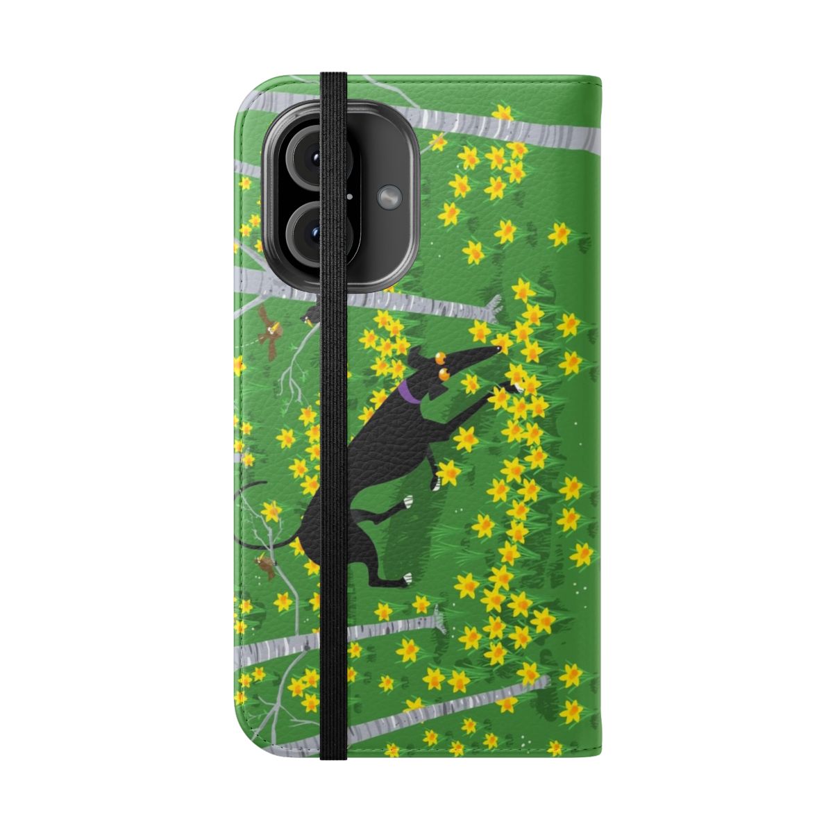 Daffodil Hound Flip Cover Phone Case - Folded Front