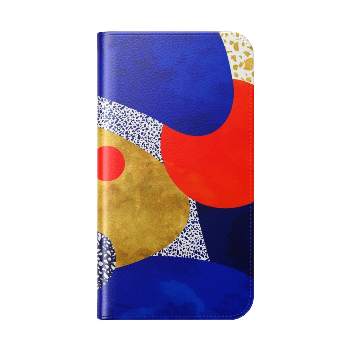 Terrazzo galaxy midnight blue yellow golden orange flip cover phone case - Folded Back