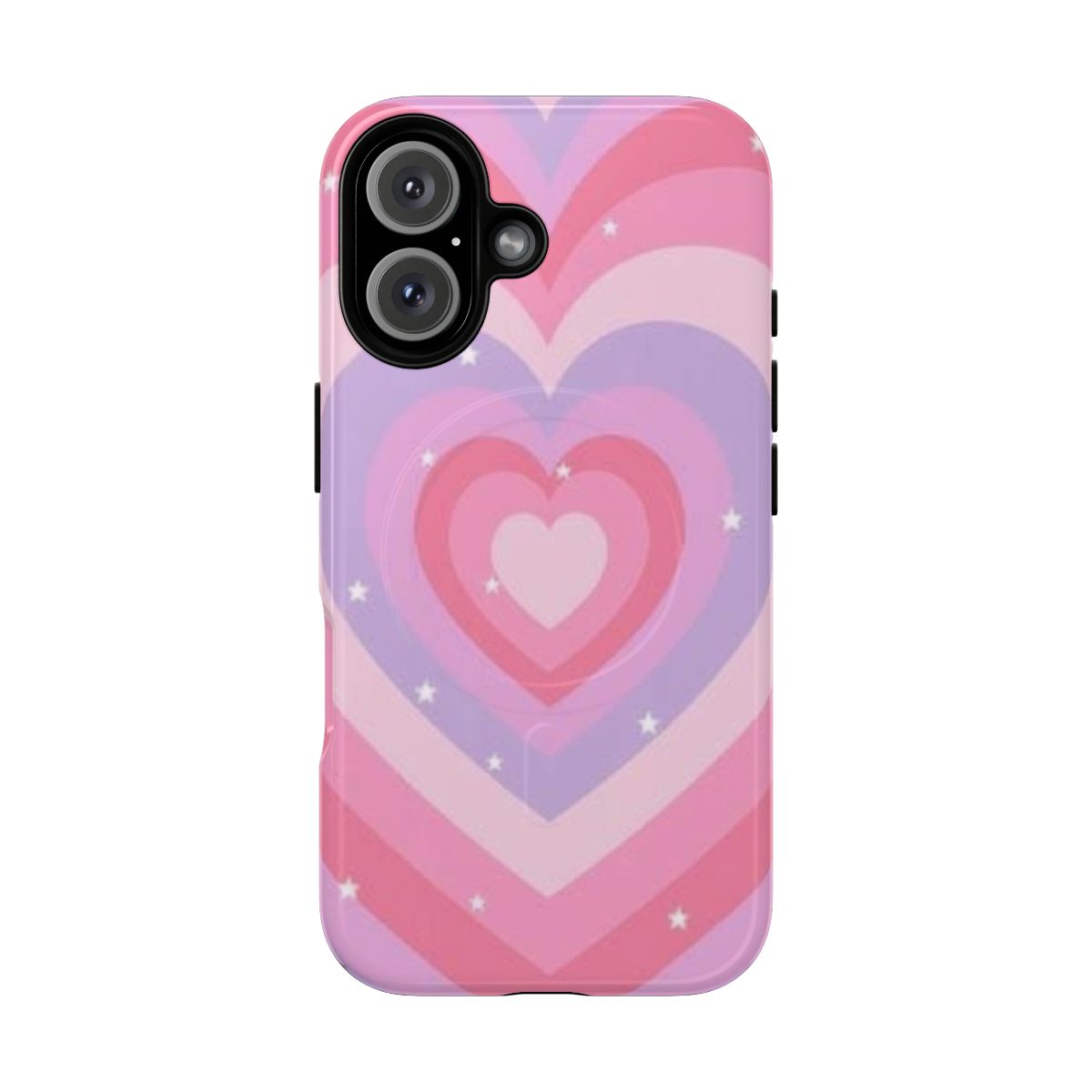 Colorful hearts-patterned magnetic phone case with a tough, protective design