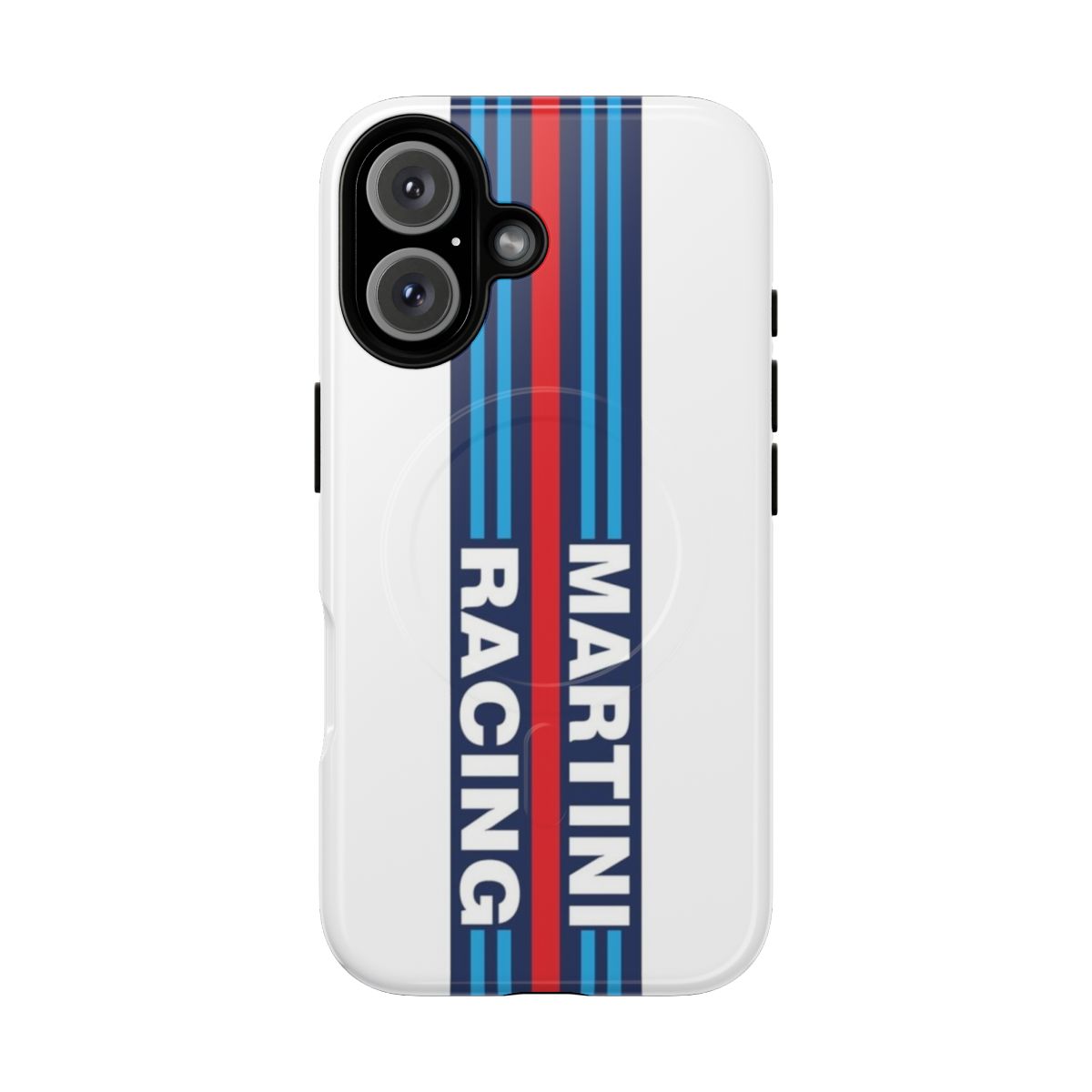 Magnetic tough phone case with Martini racing design