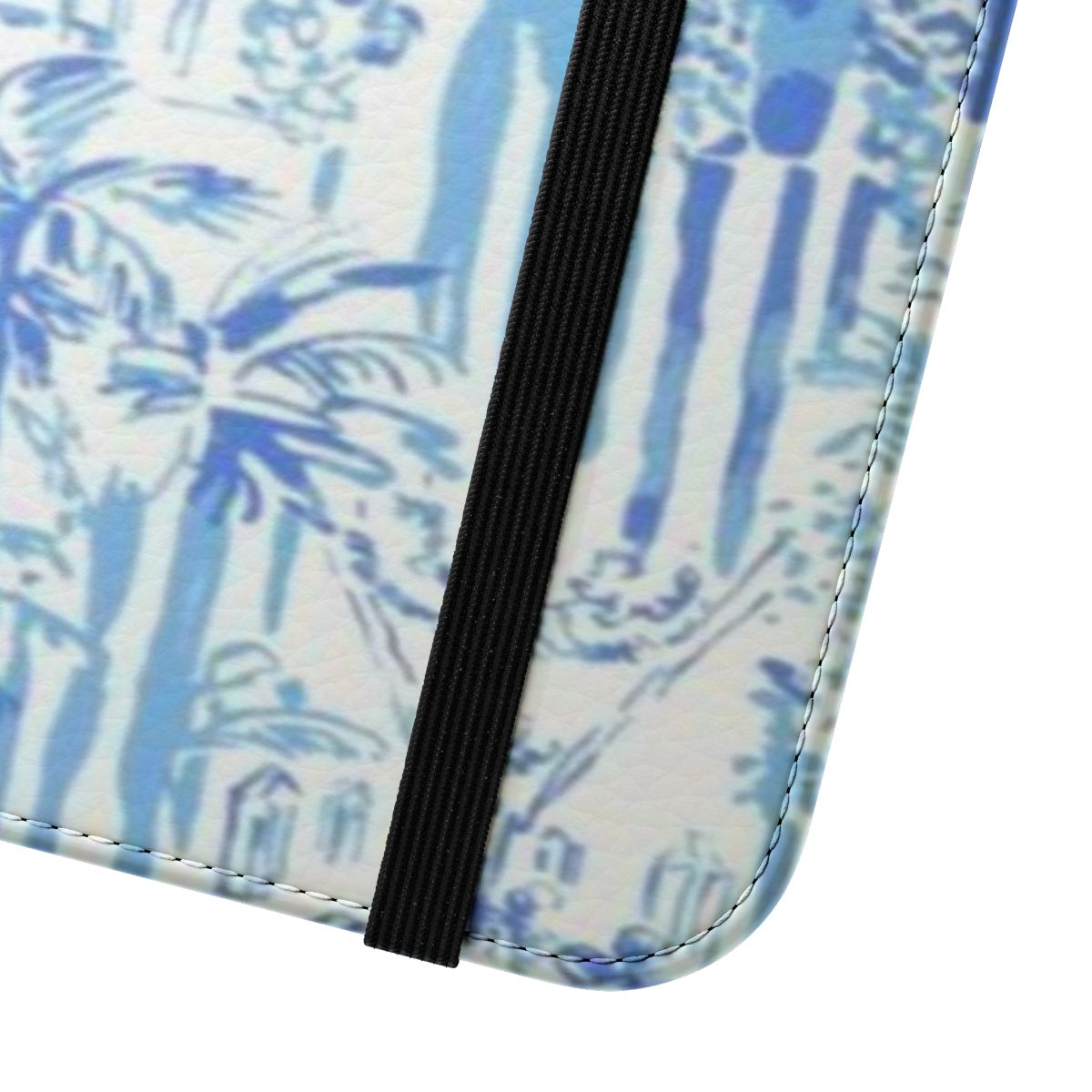 Blue preppy wallpaper print flip cover phone case - Close Up