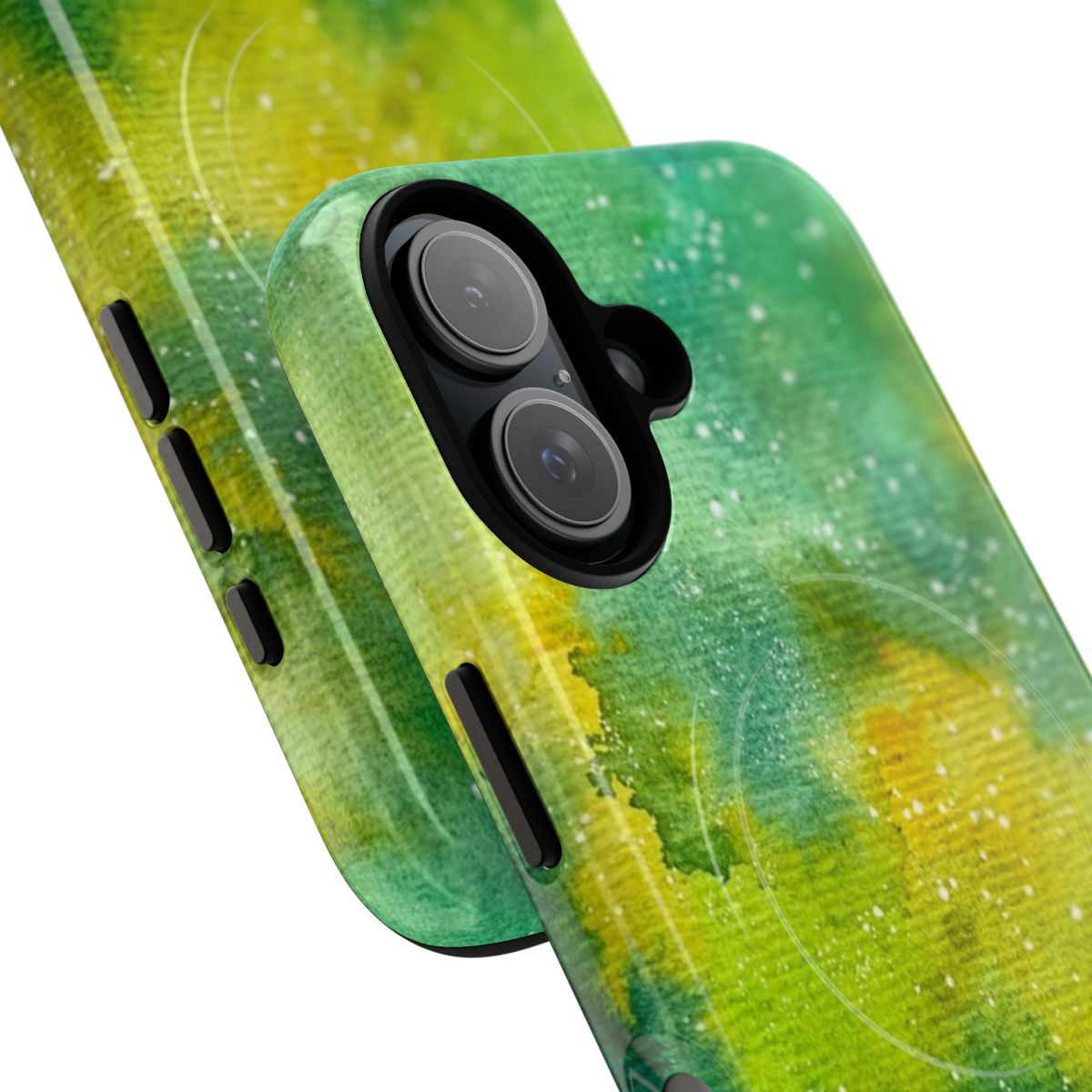 Green galaxy abstract watercolor painting phone case - Detail