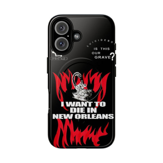 Custom phone case featuring the album cover art for I Wanna Die in New Orleans by Suicideboys