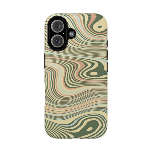 Vibrant abstract swirl pattern on a magnetic protective phone case