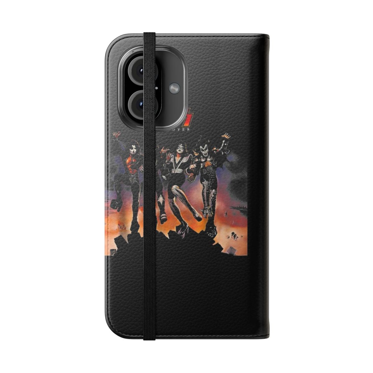 Retro KISS Destroyer inspired flip cover phone case - Folded Front