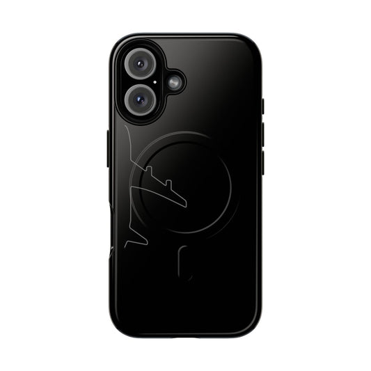 Magnetic tough phone case featuring a hand-drawn airplane sketch design, perfect for aviation enthusiasts and pilots.