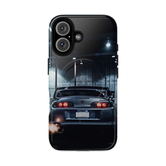 Stylish magnetic phone case featuring a Toyota Supra design for car enthusiasts