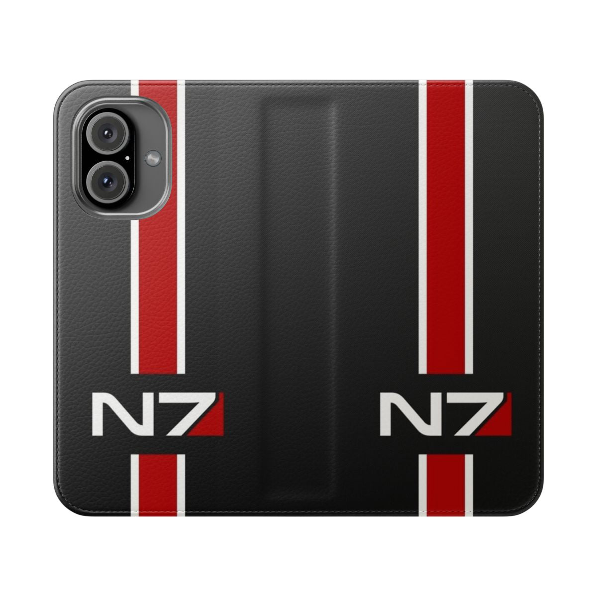 Mass Effect N7 emblem themed flip cover phone case with a sleek, futuristic design.