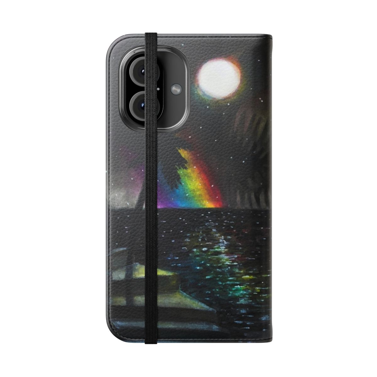 Indie rock-inspired flip cover phone case featuring Hawaii Part II, Miracle Musical, Tally Hall, and The Mind Electric artwork - Folded Front