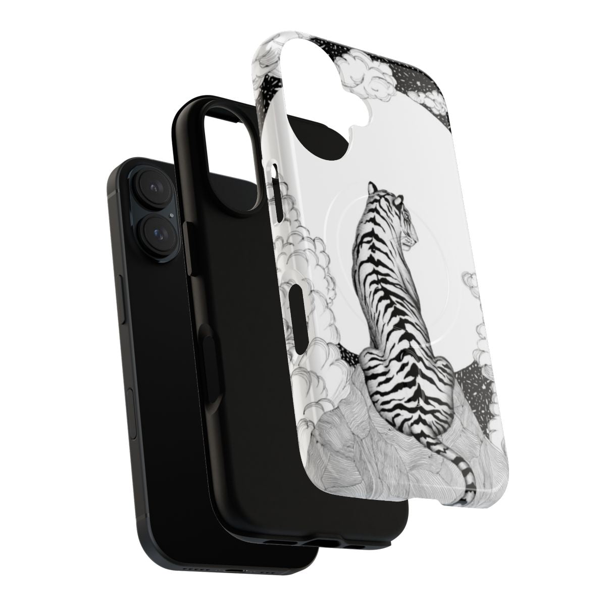 Enchanting tiger and moon phone case with fantasy artwork - Layers