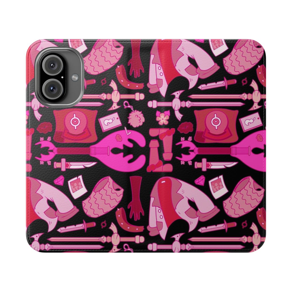 Pink flip cover phone case featuring a design inspired by the character Sasha Waybright from the animated series Amphibia.