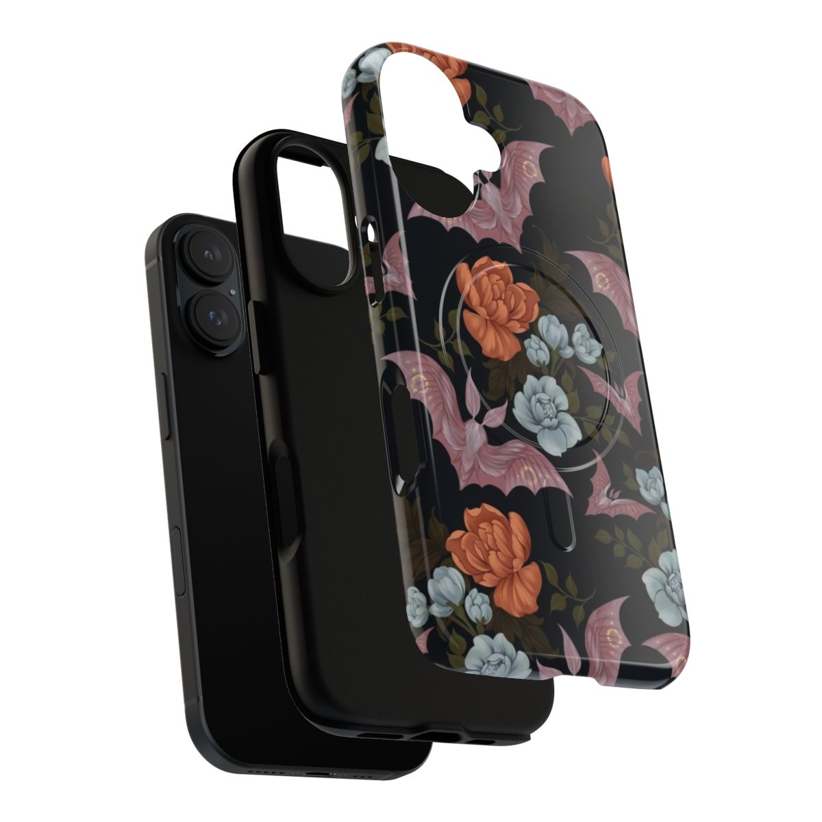 Botanical phone case featuring moths, night flowers, and botanical elements. - Layers