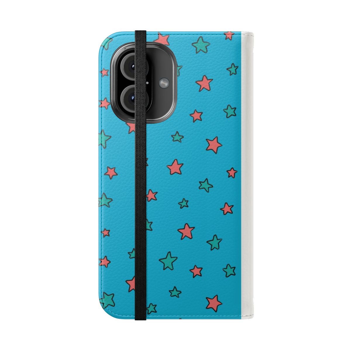 Blue flip phone case with Heartstopper-inspired design featuring Nick Nelson - Folded Front