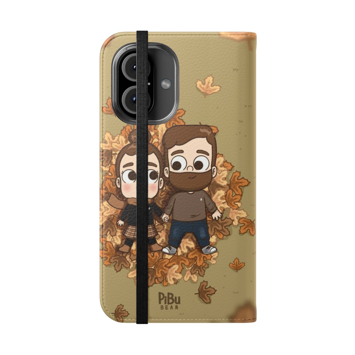 Autumn-themed flip cover phone case in a cozy, seasonal design - Folded Front