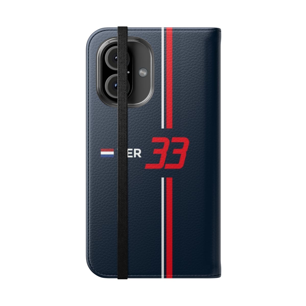 Verstappen Formula 1 2021 Phone Case, featuring the #33 racing driver - Folded Front