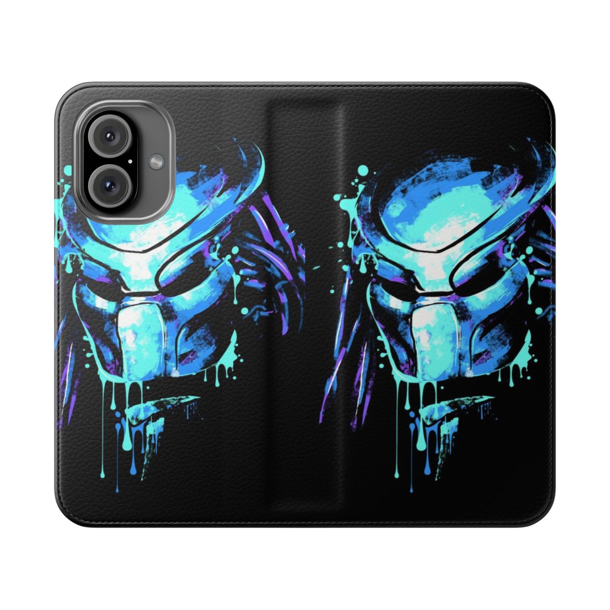 Vibrant phone case featuring a striking portrait of the iconic Predator character from the sci-fi movie franchise.