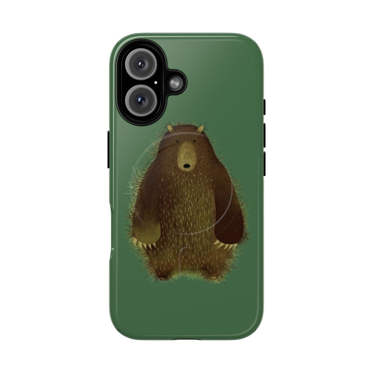 Fluffy brown bear phone case with magnetic closure