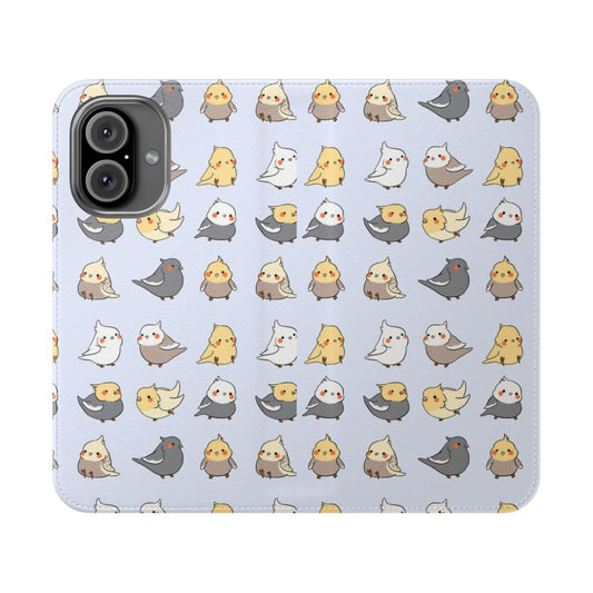 Cockatiel-inspired phone case with a cute, vibrant bird pattern