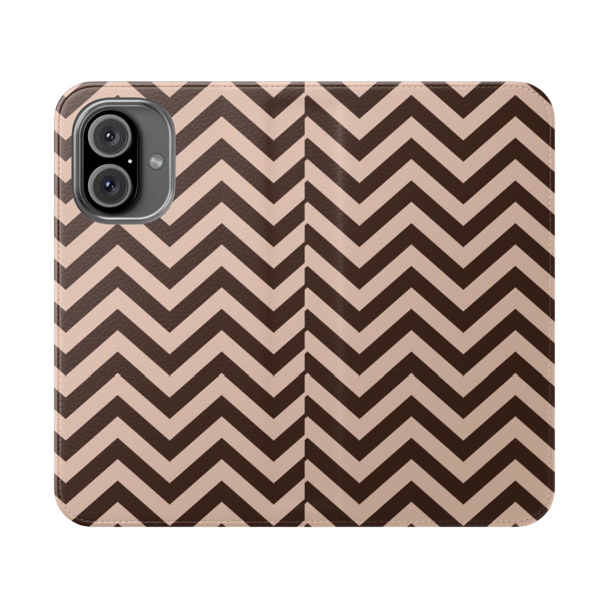 A black and red flip phone case with the iconic Black Lodge symbol from the TV series Twin Peaks.