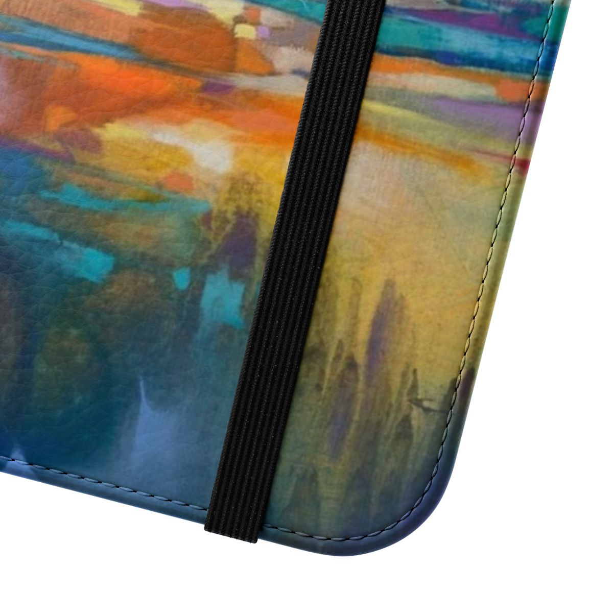 Liquid cyan abstract art inspired flip phone case - Close Up