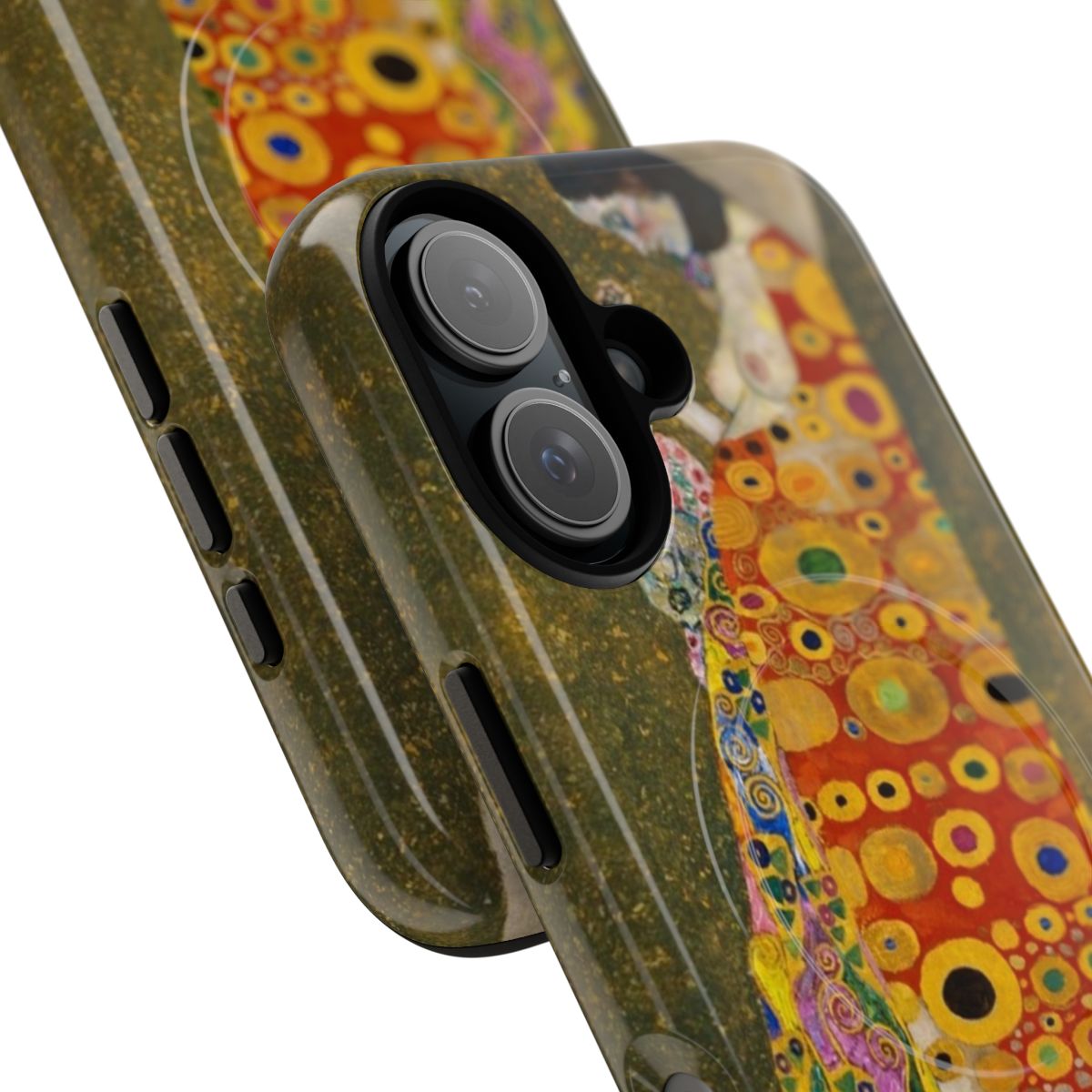 Artistic phone case with Gustav Klimt's painting "Hope II" featuring a golden and platinum design. - Detail