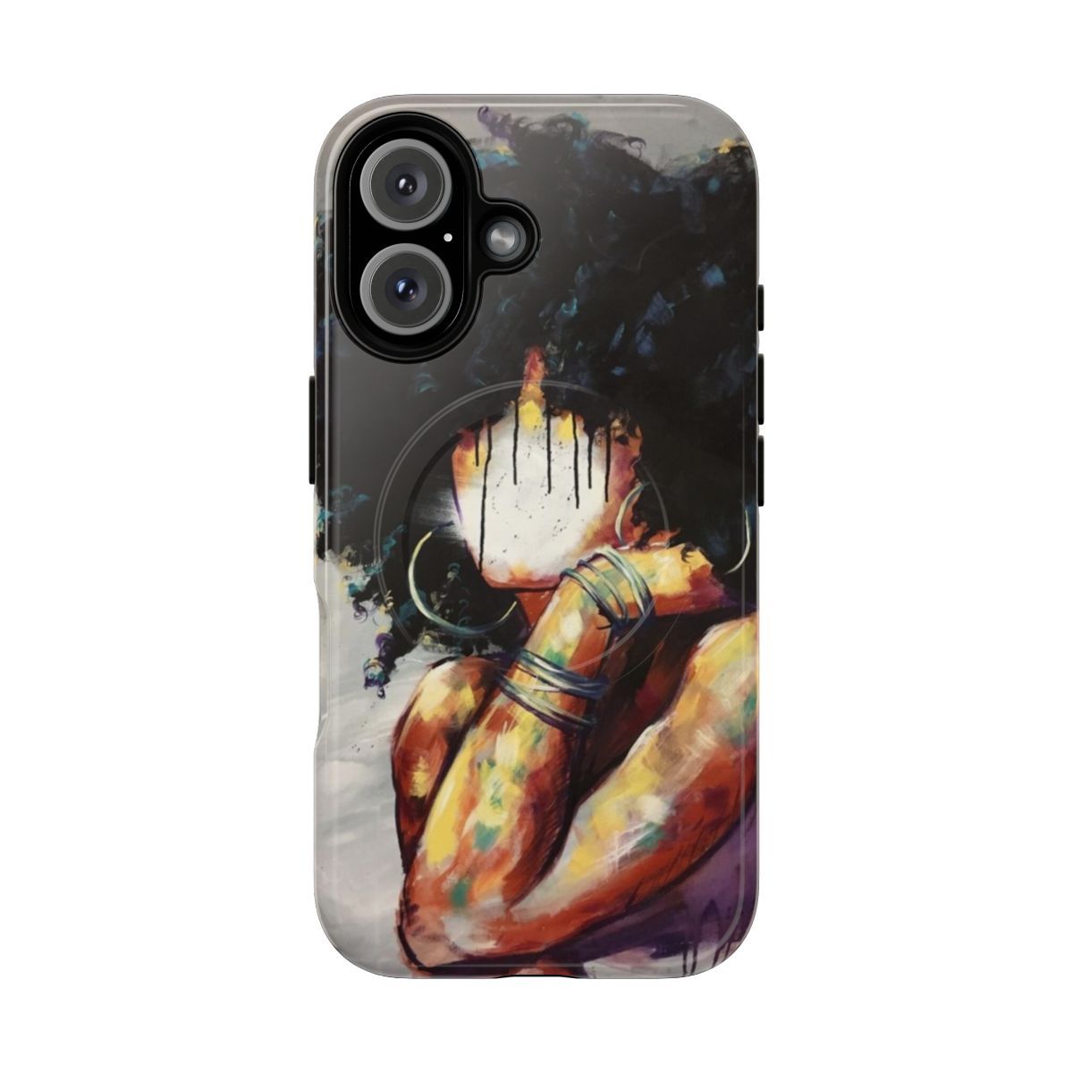 Magnetic phone case featuring beautiful black art and portraits