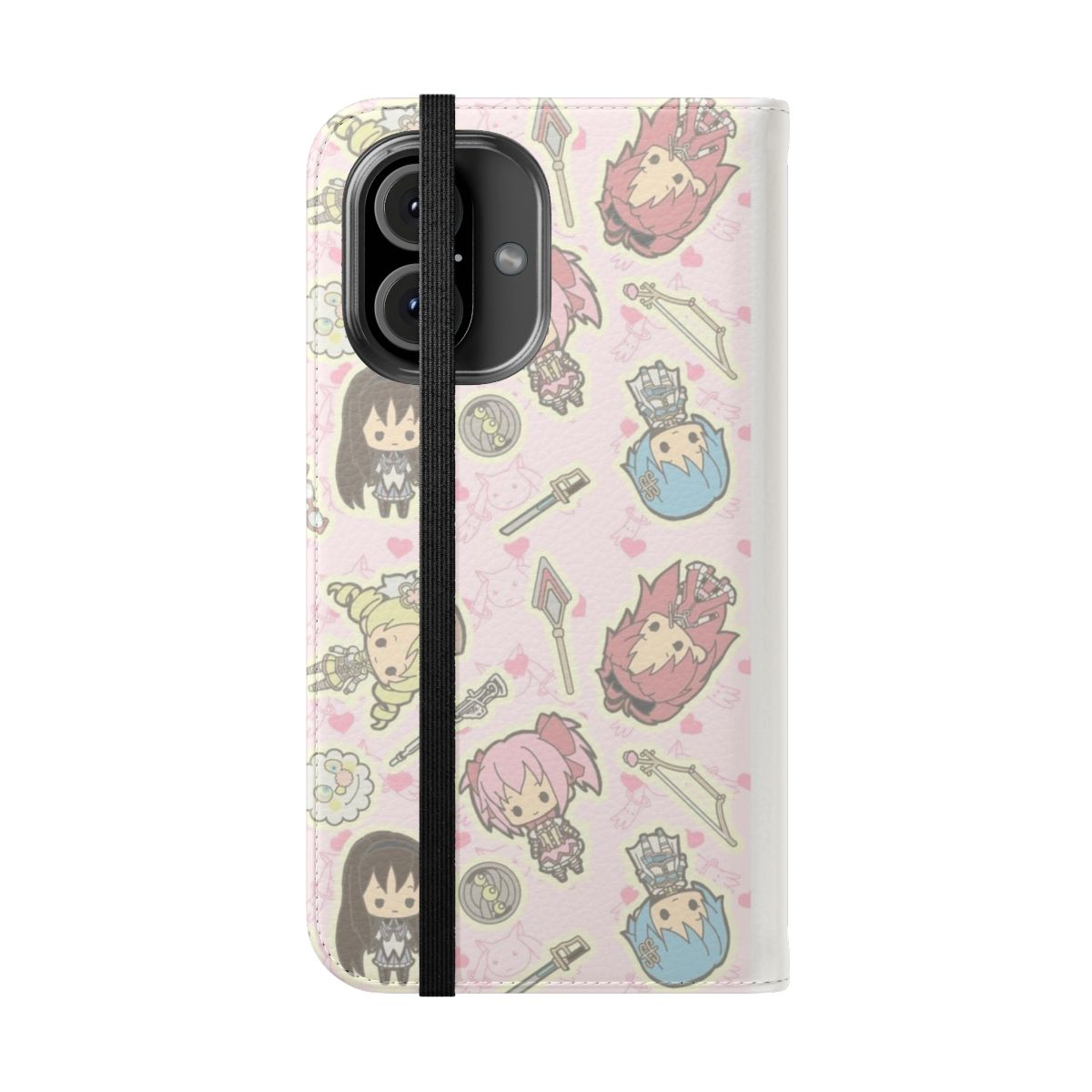 Chibi magical girl inspired flip cover phone case - Folded Front