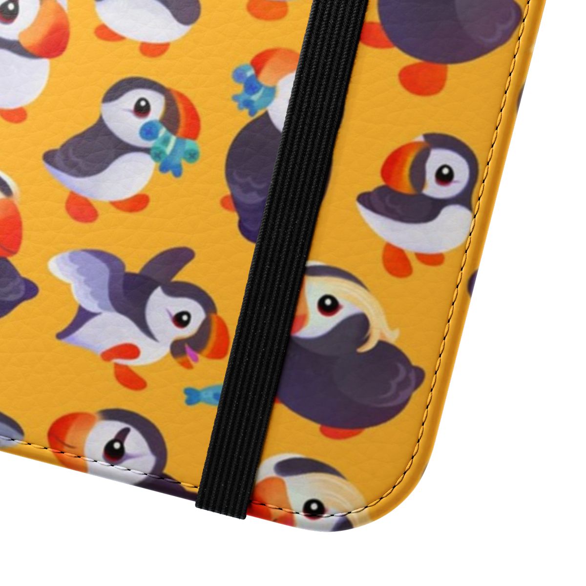 Vibrant yellow puffin bird phone case cover - Close Up