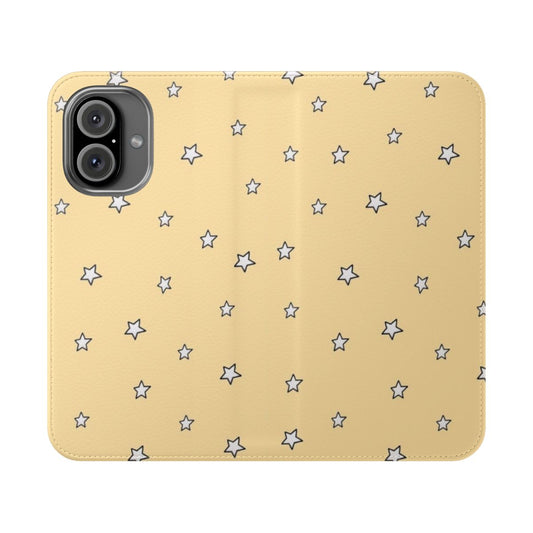 Trendy stars phone case with a vibrant yellow and white design for a chic aesthetic