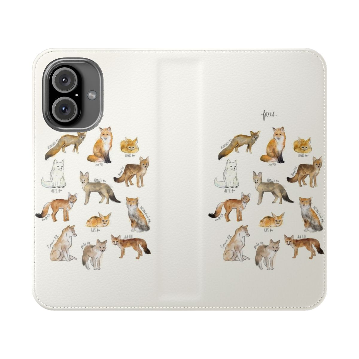 Vibrant fox design on a flip cover phone case