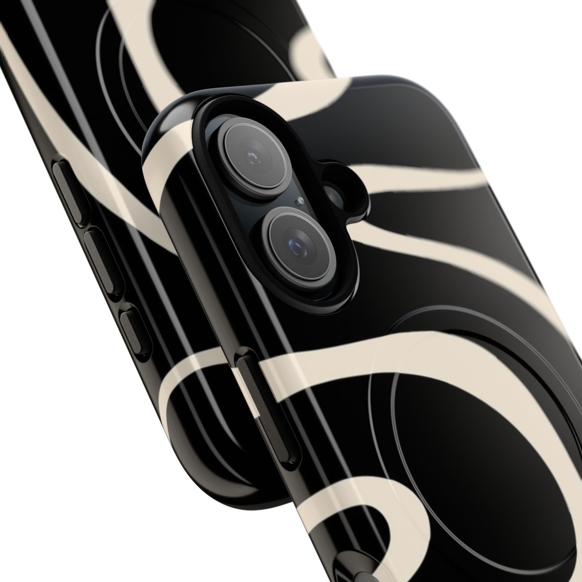 Retro abstract black and cream pattern phone case - Detail