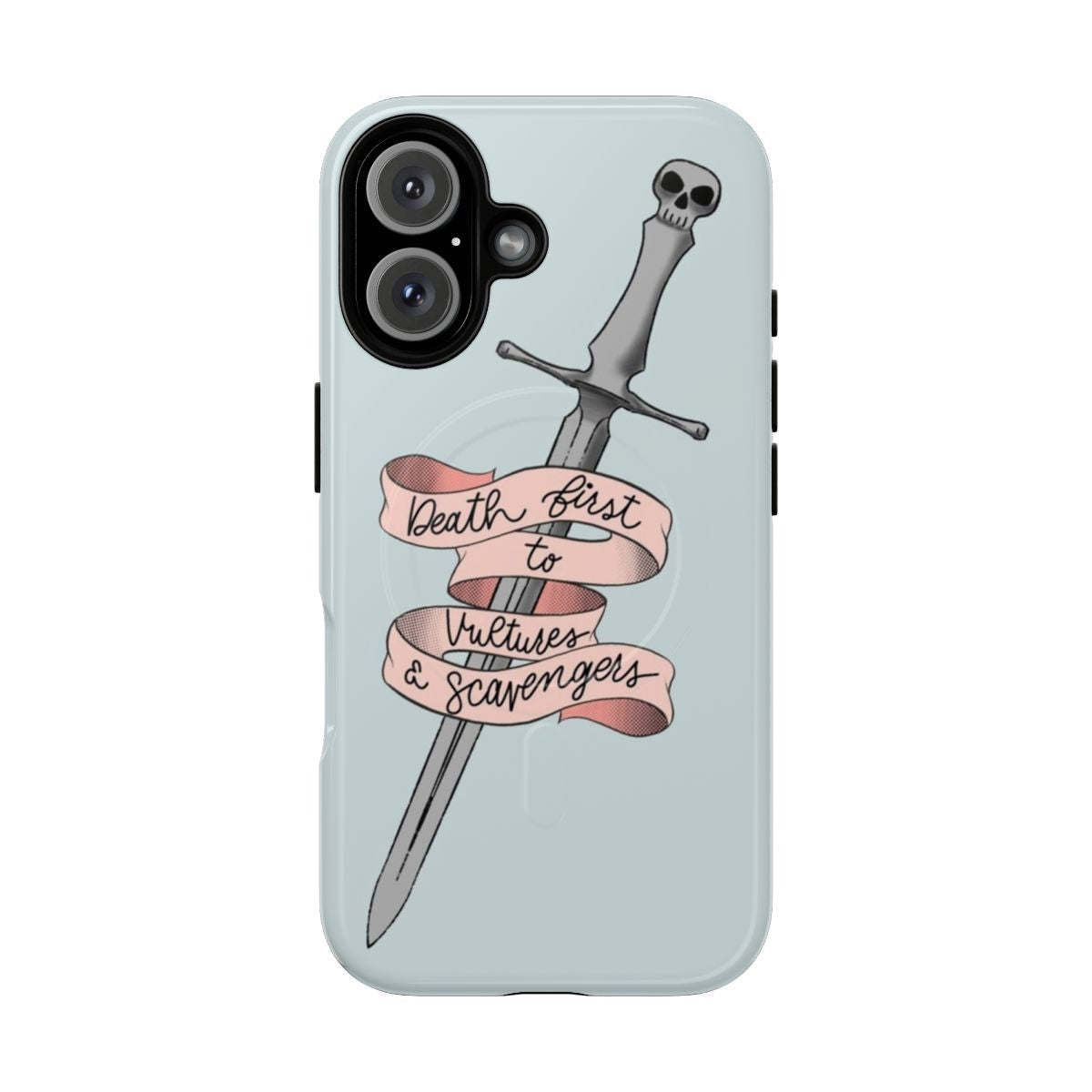 Magnetic tough phone case featuring death, vultures, and scavengers design for Locked Tomb Trilogy fans