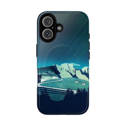 Rugged phone case featuring an alpine hat design and night sky scenery