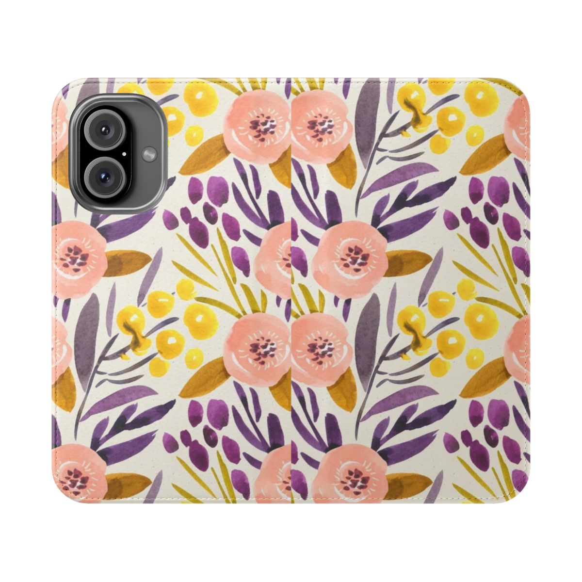 Floral watercolor phone case with delicate botanical design