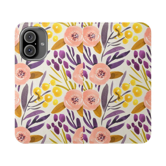 Floral watercolor phone case with delicate botanical design