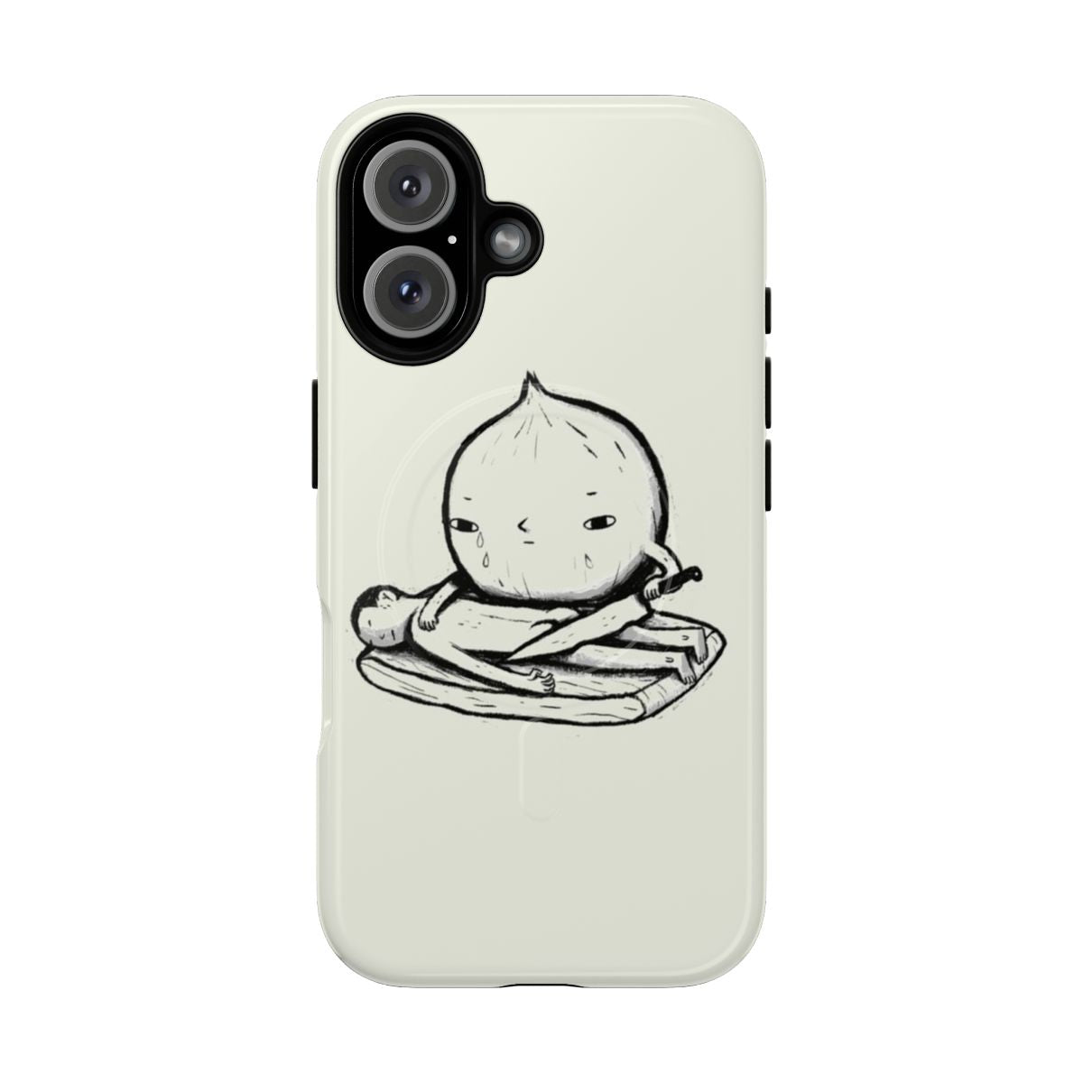 Magnetic tough phone case with a chopping board design for onion chopping enthusiasts