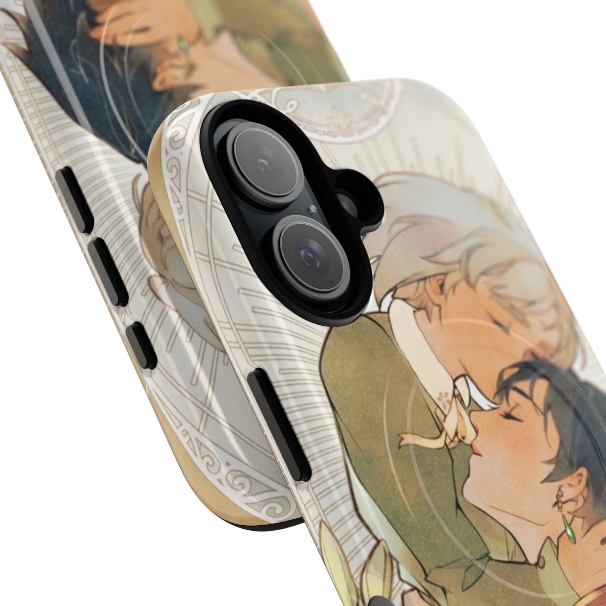 Magnetic phone case with fantasy anime-inspired art nouveau design - Detail