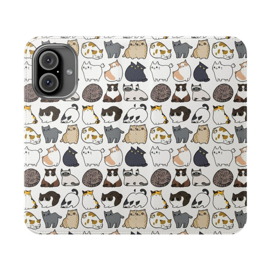 Colorful cat pattern flip phone case cover