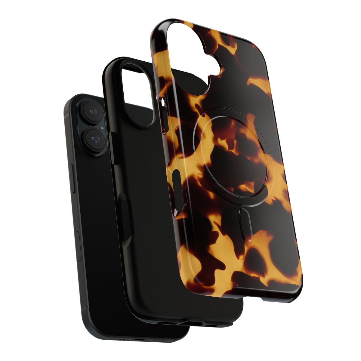 Tortoise shell inspired phone case with an acetate texture and animal print design. - Layers