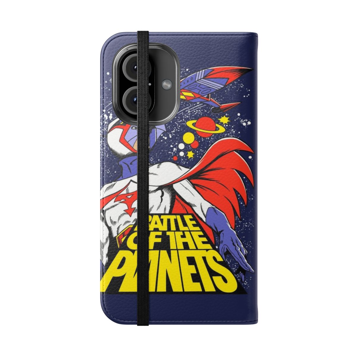 Sci-Fi Themed Flip Phone Case with Cartoon Characters - Folded Front