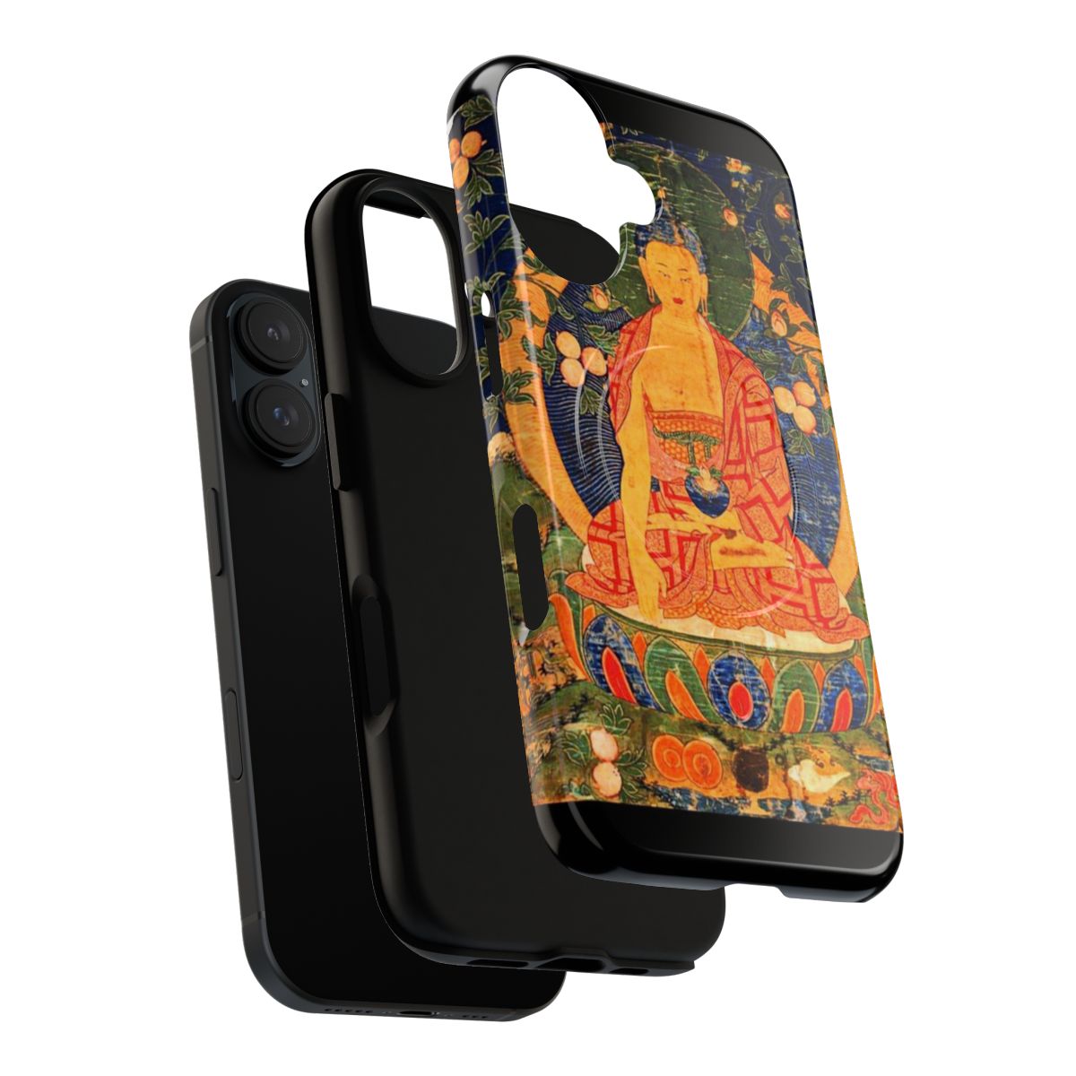 Tibetan Buddhist Medicine Buddha Thangka Artwork on a Magnetic Tough Phone Case - Layers