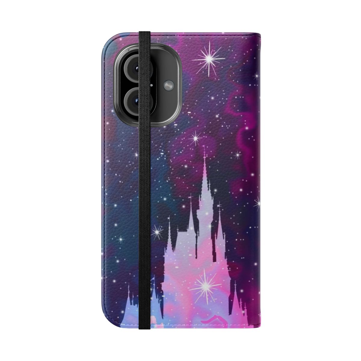 Magical fantasy space-themed phone case with a blue abstract pattern - Folded Front