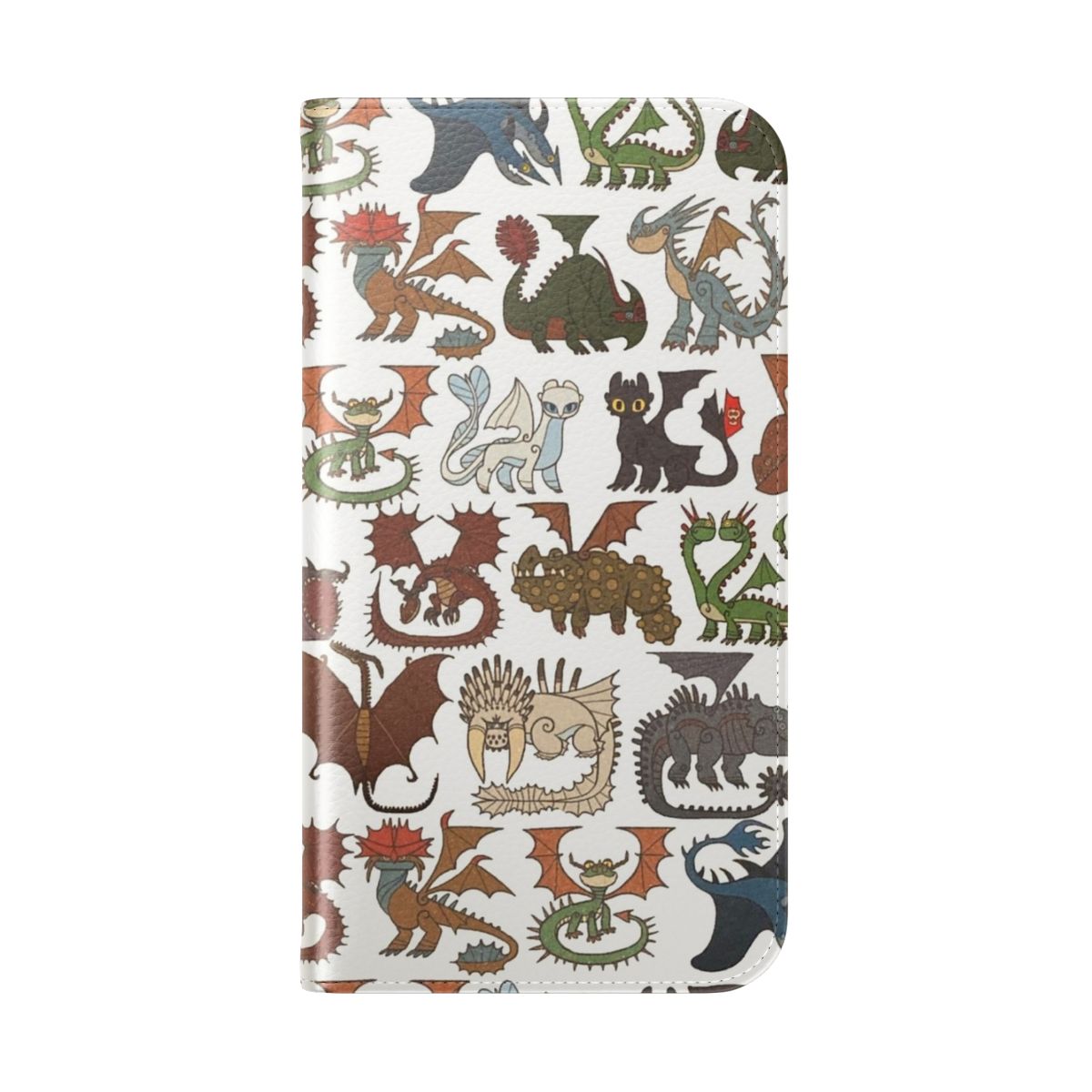 Dragons of Berk-inspired flip cover phone case with popular characters from the How to Train Your Dragon franchise - Folded Back