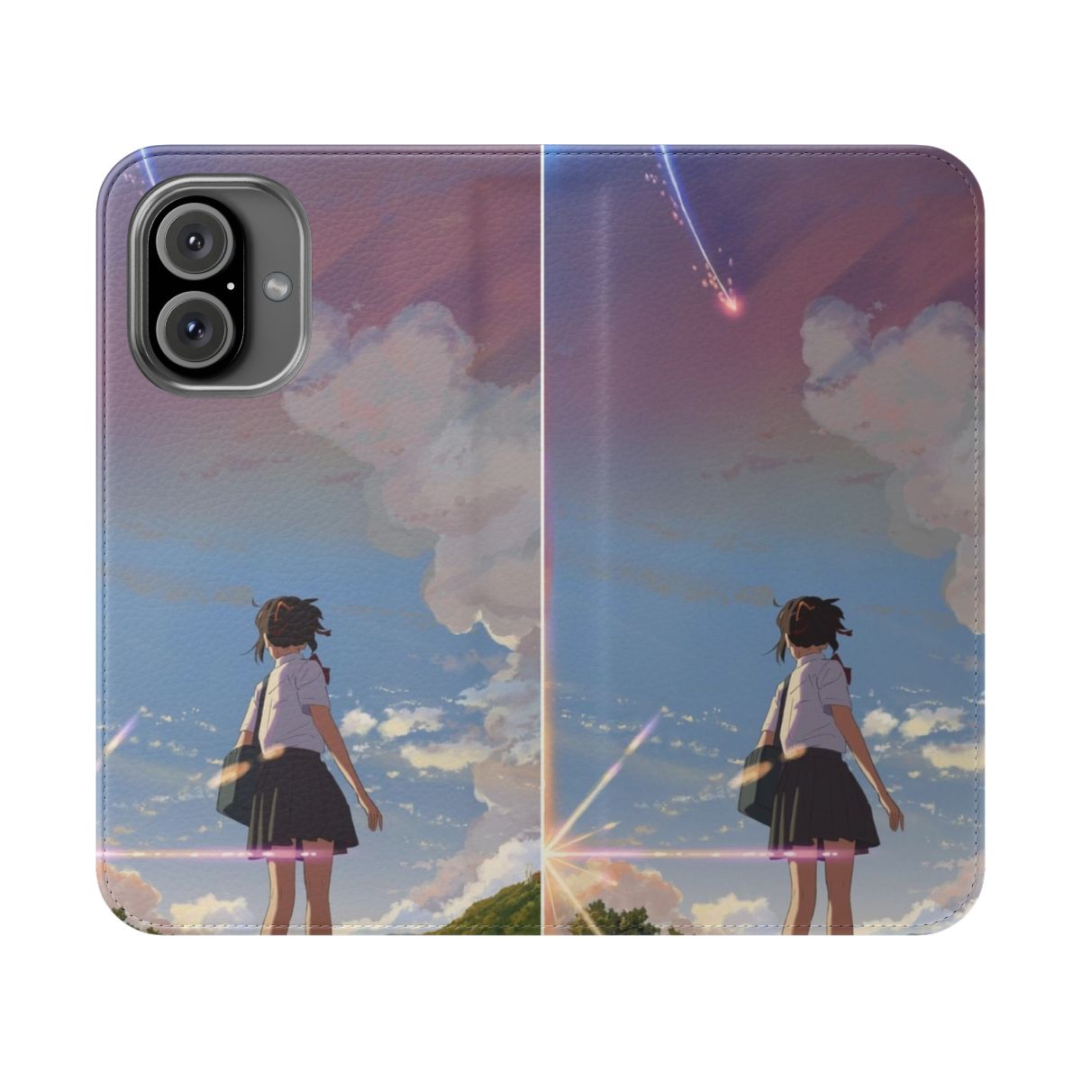 Anime-inspired Mitsuha flip cover phone case