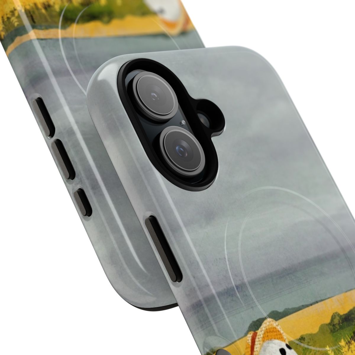 Spooky supernatural haunted ghost phone case with a wheat field landscape design - Detail