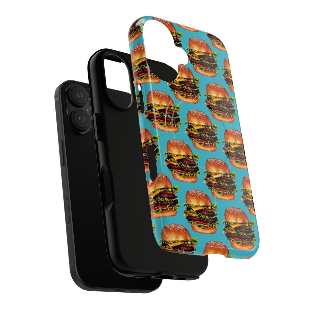 Stylish double cheeseburger pattern on a magnetic tough phone case - Layers